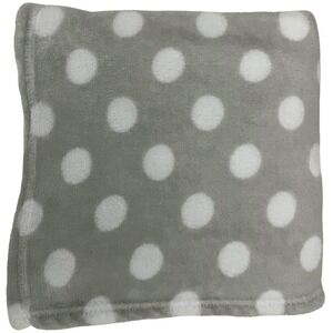 Gray White Polka Dot Fleece Baby Blanket Soft WinterOOZ Unisex 35x36 Security